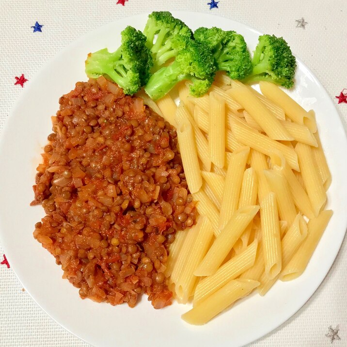 豆 レンズ豆のボロネーゼパスタ